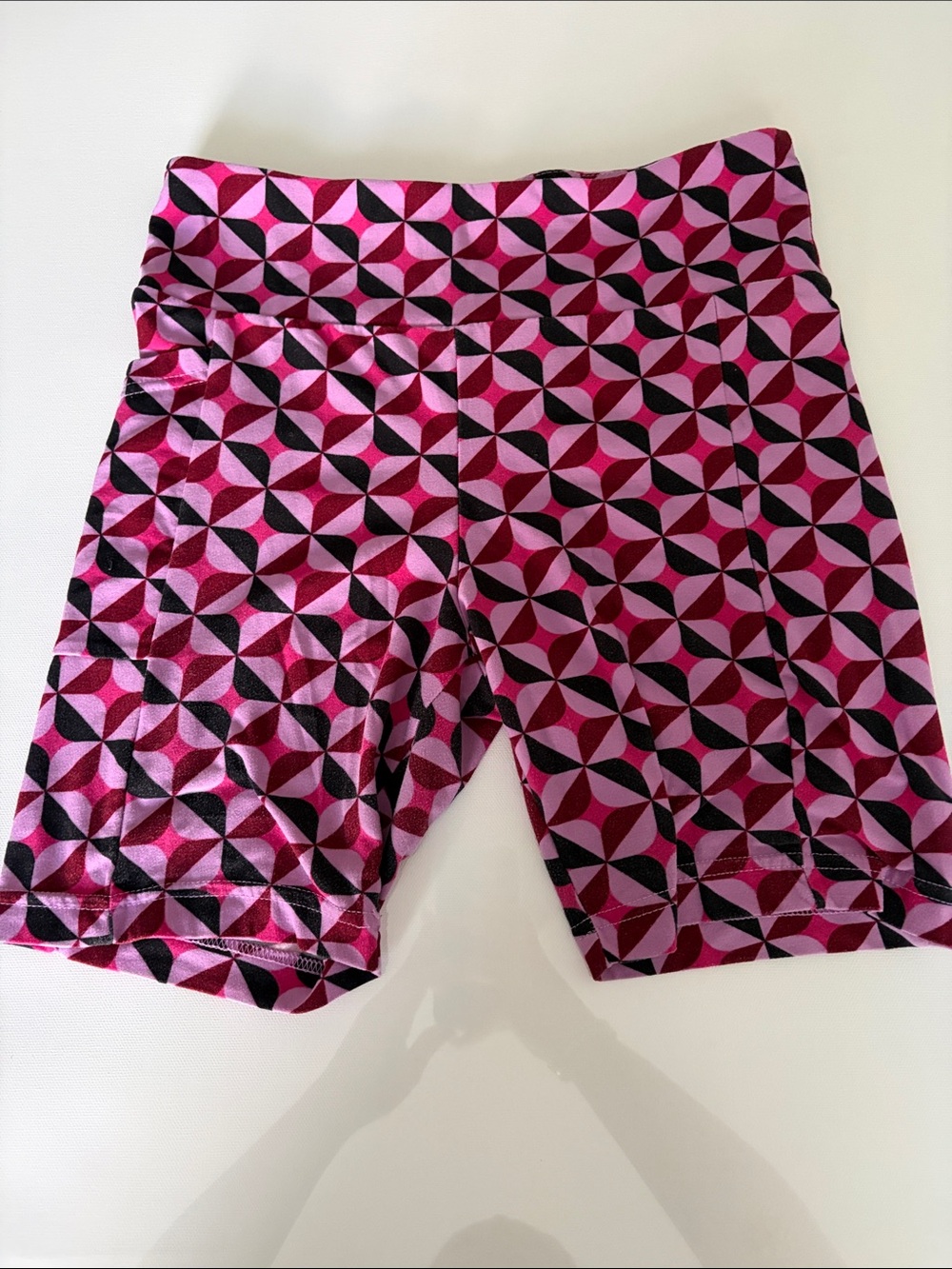 No Boundaries Pink and Black Geometric Bike Shorts